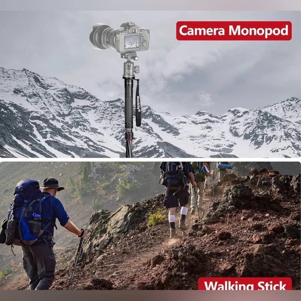 Manbily Carbon Fiber Camera Monopod 61” Lightweight Travel Monopod/Walking Stick